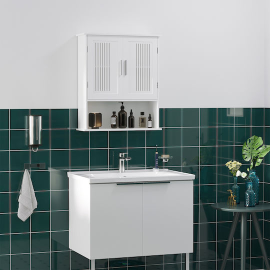 Kleankin Bathroom Cabinet L60xD20xH70cm White