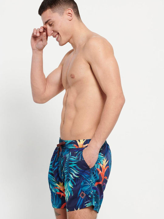 FBM007-01116 Men's Swimwear Shorts Navy Blue with Patterns