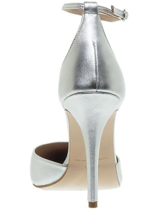 Mourtzi Suede Silver Heels with Strap