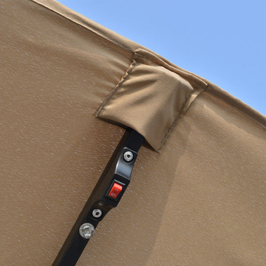 Runde Metall-Garten- und Terrassen-Sonnenschirm Parasol Khaki F4.5xH2.4m