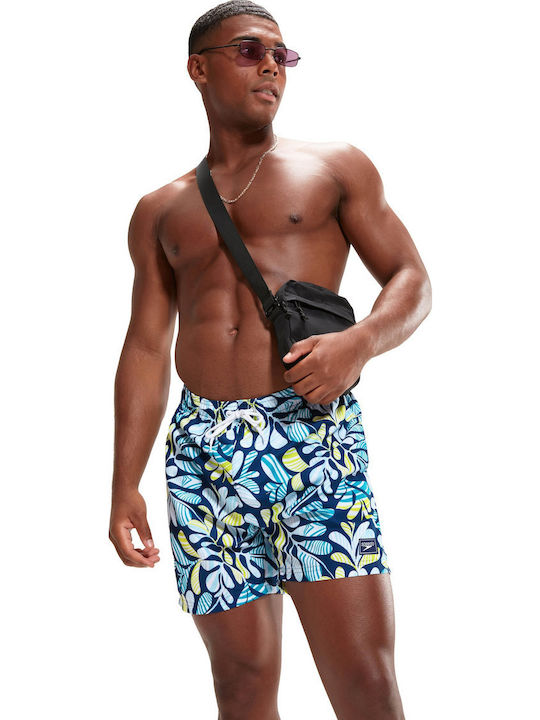 Printed Leisure 16 Men's Swimwear Shorts Blue/Green with Patterns