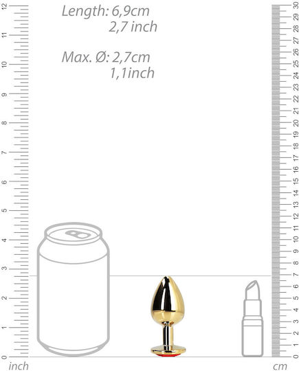 Shots Πρωκτική Σφήνα Small Gold / Ruby Red 6.9cm