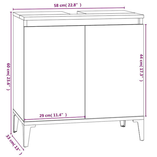 vidaXL Waschtisch ohne Waschbecken L58xB33xH60cm Sonoma