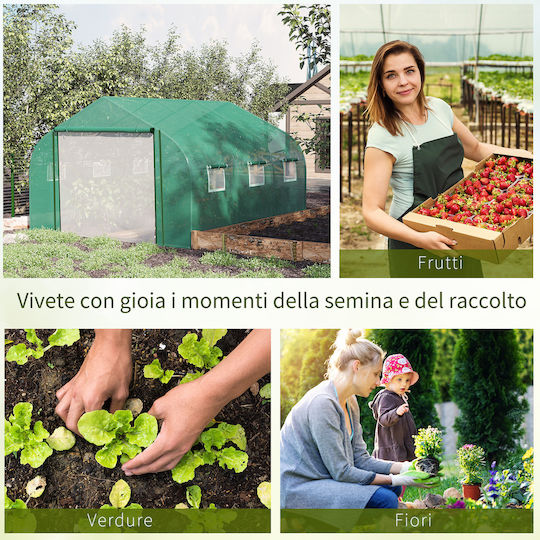 Outsunny Tunnel Θερμοκήπιο Pop-Up με Μεταλλικό Σκελετό 3.47x3x2m