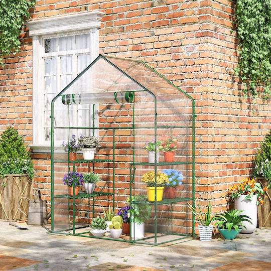 Outsunny Garden Θερμοκήπιο με Ράφια 1.42x0.73x1.95m