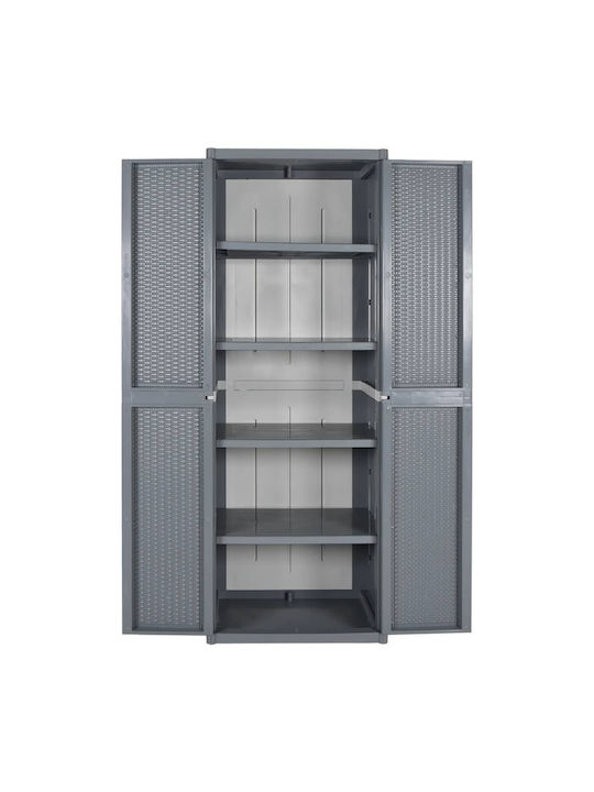 Double-leaf Polypropylene Outdoor Storage Cabinet with 4 Shelves 65x45x172 cm