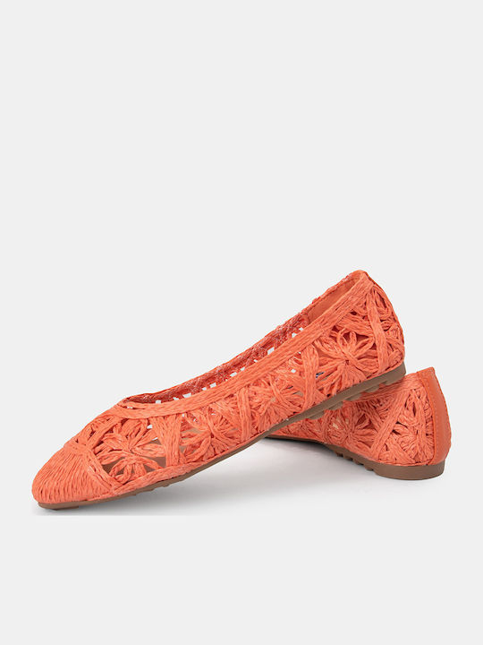 Synthetic Leather Ballerinas Orange