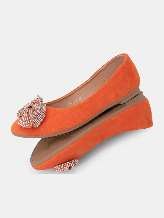 Wildleder Damen Ballerinas in Orange Farbe