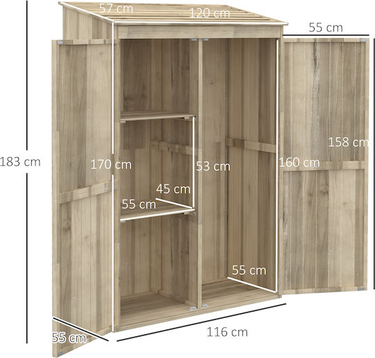 Hölzernes Gartenhaus M1.2xB0.57xH1.83m