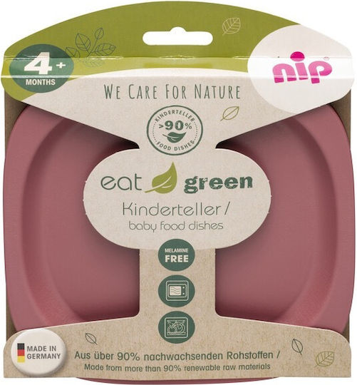 Nip Eat Green Παιδικό Πιάτο Φαγητού από Πλαστικό Κόκκινο 2τμχ