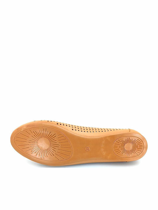 Leather Ballerinas Tabac Brown