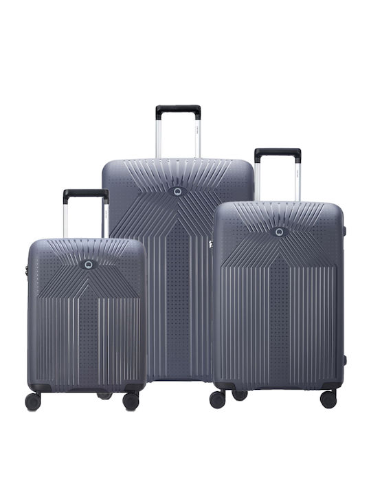 Delsey Ordener Valize De Călătorie Tough Ordener Antracit Înălțime Maximă 77cm Cu 4 Roți Set 3 Piese