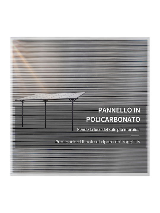 Pergolă De Grădină Din Metal Cu Tavan Gri 435x302cm