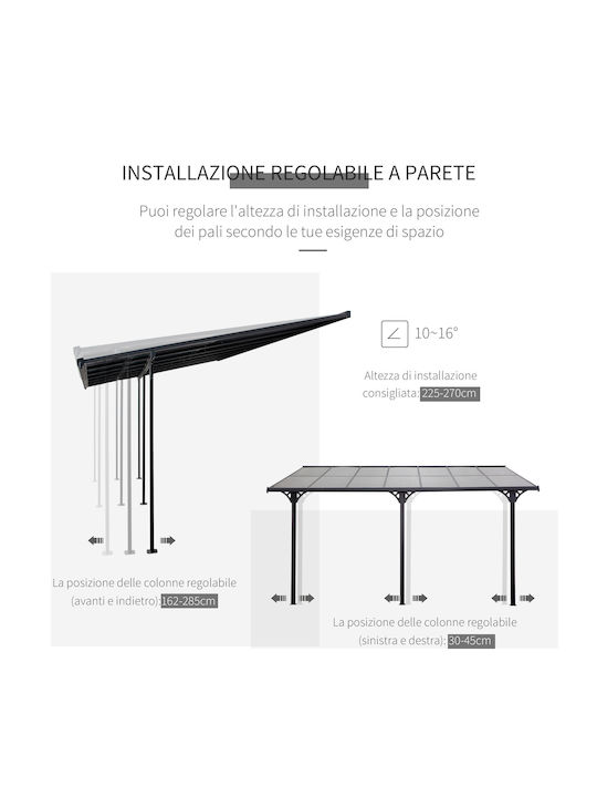 Pergolă De Grădină Din Metal Cu Tavan Gri 435x302cm