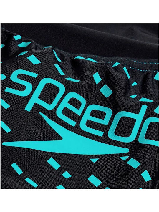 Medley Logo Medalist Athletic One-Piece Swimsuit Black/Aqua