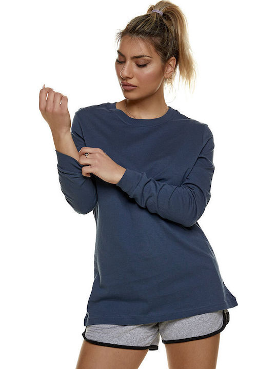 Women's Athletic Blouse Long Sleeve Blue