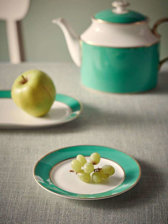 PiP Studio Chique Plate Desert made of Porcelain Gold-Green with Diameter 17cm