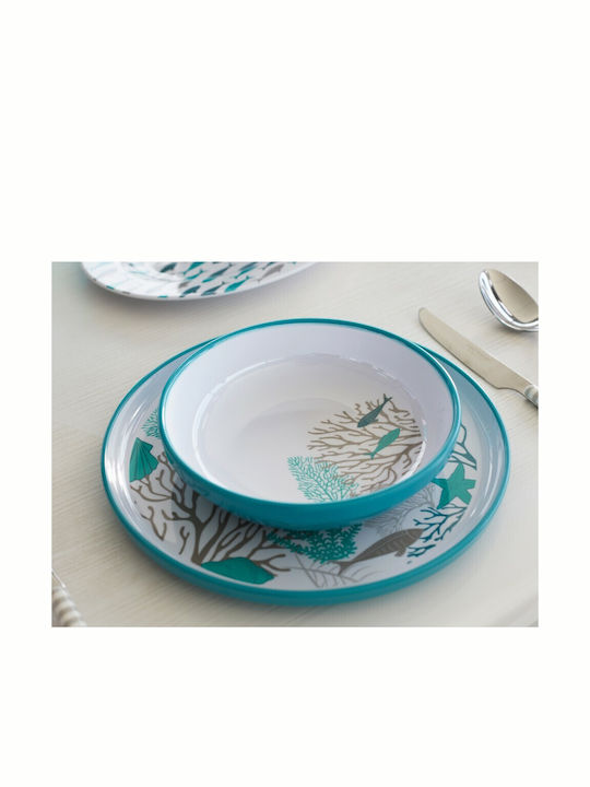 Marine Business Coastal Marine Plate Soup made of Melamine Multicolour with Diameter 18cm 6pcs