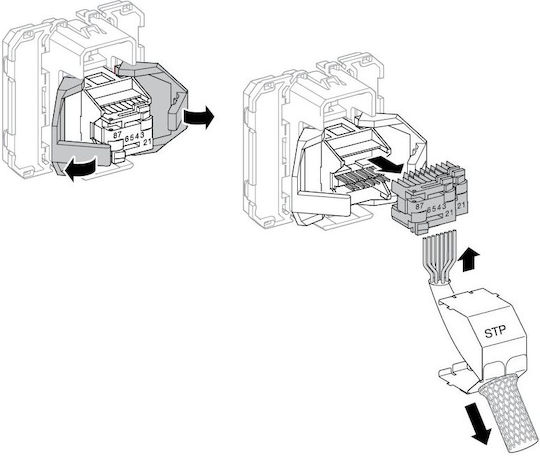 Hager Single Network Socket Mechanism RJ45 Cat6 WXF228