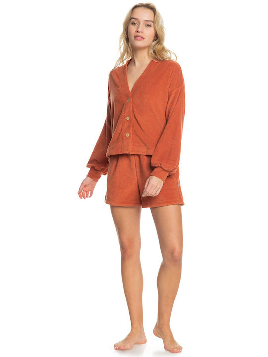 Threes Company Towel Fabric Women's Cardigan Orange