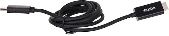 Unitek Cable DisplayPort male - HDMI male 1.8m Μαύρο (V1608A)