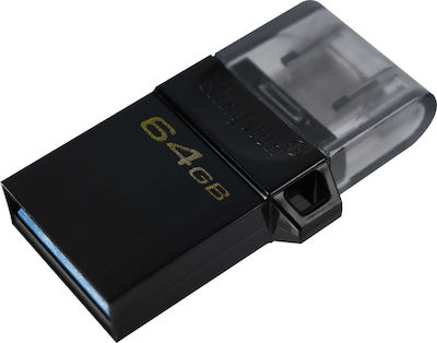 Kingston DataTraveler microDuo 3.0 G2 32GB USB 3.0 Stick cu conexiune USB-A & micro USB-B Negru