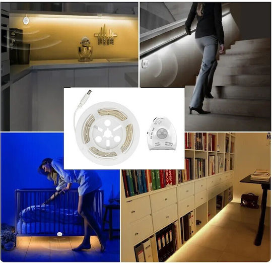 LED-Streifen 12V Warmes Weiß Licht 2x1.2m Typ SMD2835 mit Bewegungssensor & Netzteil