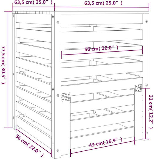 823809 Wooden Open Type Composter 63.5x63.5x77.5cm White
