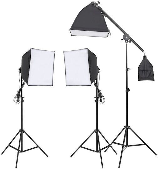 vidaXL Στούντιο με Σετ Φώτα, Φόντο & Ανακλαστήρα Lighting Kit for Studio