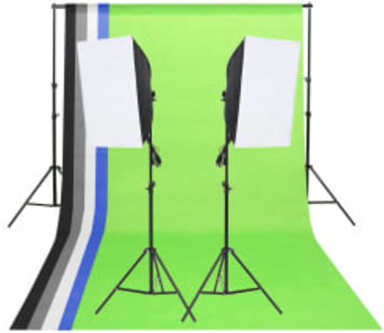 vidaXL Στούντιο με Σετ Φώτα, Φόντο & Ανακλαστήρα Lighting Kit for Studio