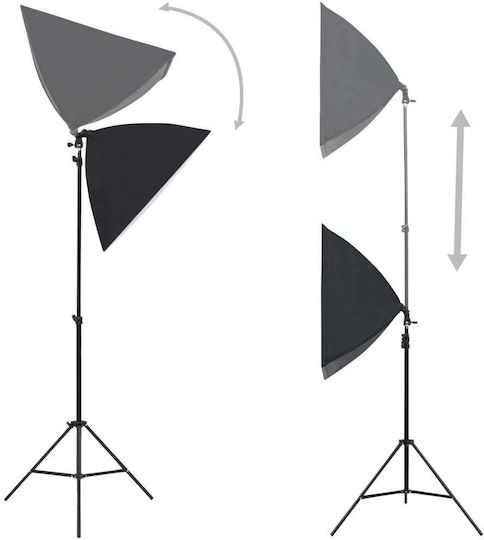 vidaXL Kit Foto- und Videobeleuchtungsset 2 Leuchten 24W mit Softbox und Stativ