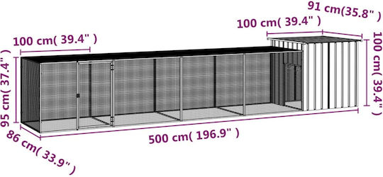 vidaXL Poultry Coop Made of Galvanized Steel M5 x P1 x H0.91m