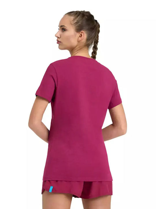 Arena Panel Women's Athletic Blouse Short Sleeve Fuchsia