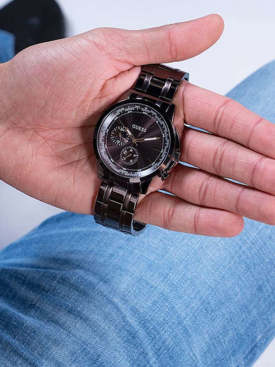 Guess Spec Men's Watch 44mm Chronograph Battery with Brown Metal Bracelet