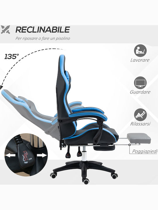 Vinsetto 921-618V01BK Gaming Stuhl mit Fußstütze Blau