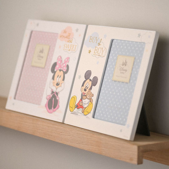 Disney Mickey Cadru de poze pentru copii Rama foto Lemn Auriu 18.5x18.5cm