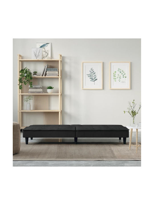 Dreisitzer Sofa Bett Samt Schwarz 200x89x70cm