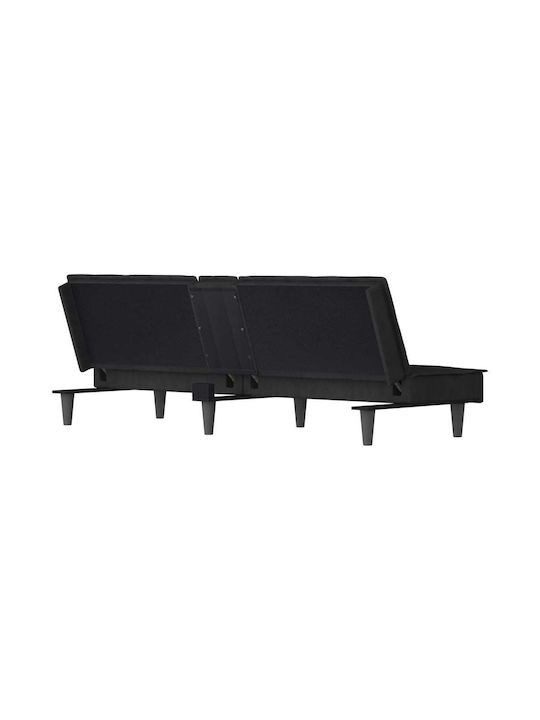 Dreisitzer Sofa Bett Samt Schwarz 200x89x70cm