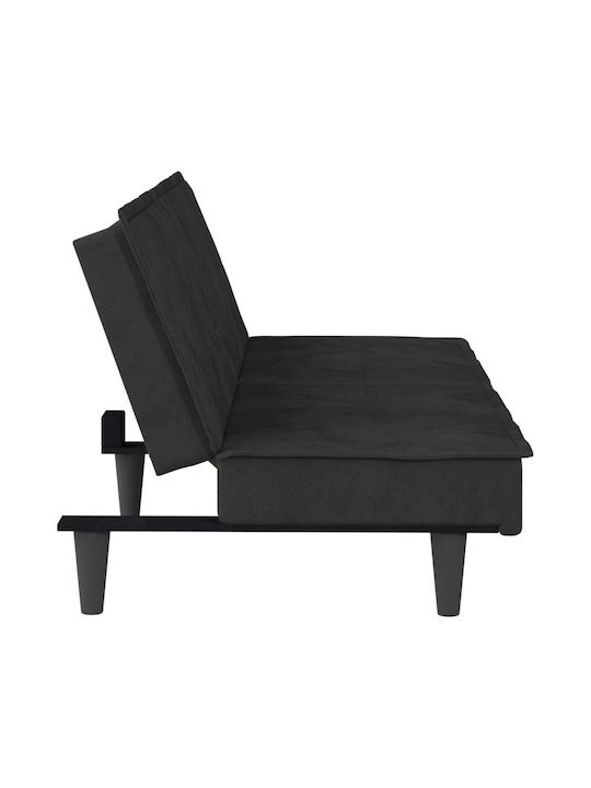 Dreisitzer Sofa Bett Samt Schwarz 200x89x70cm