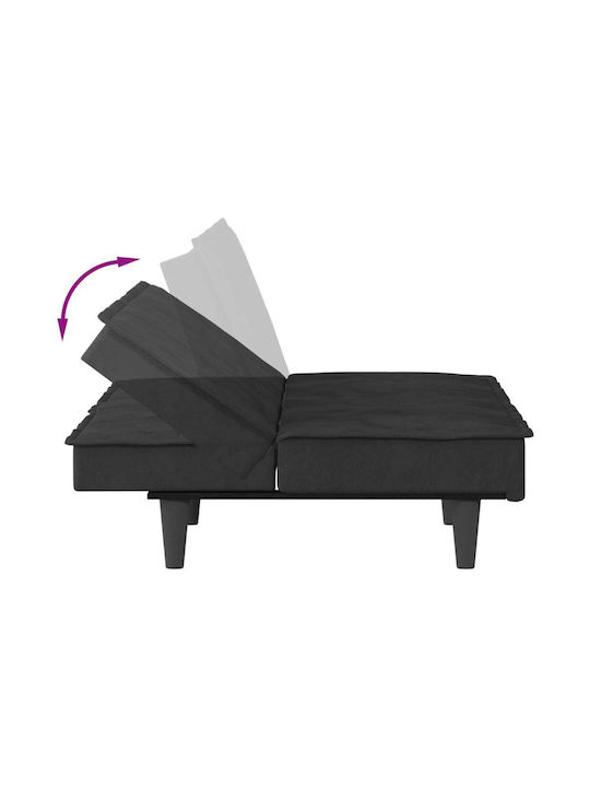 Dreisitzer Sofa Bett Samt Schwarz 200x89x70cm