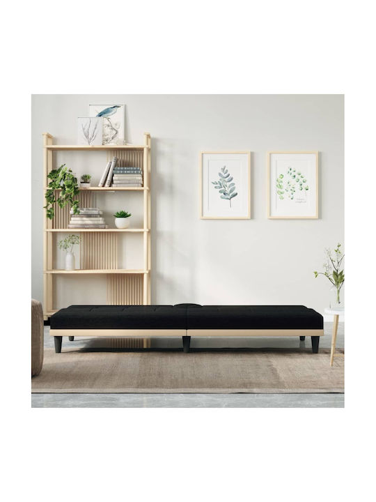 Three-Seater Couch Bed Black 200x89x70 cm
