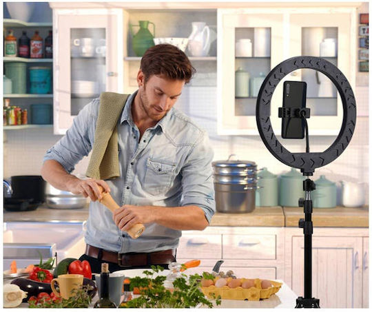 Grundig Ringlicht 30cm mit 2 Stativs (Schreibtisch & Boden) und Handyhalter