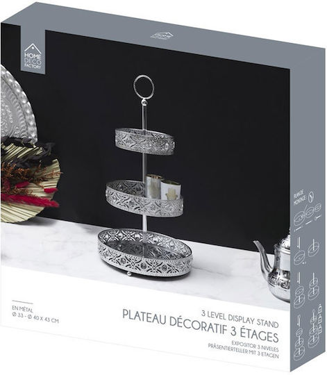 The Home Deco Factory Μεταλλική Εταζέρα 3 Ορόφων Ασημί