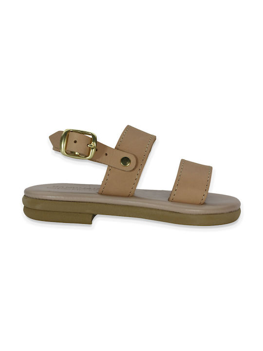 Children's anatomic leather sandal in natural color