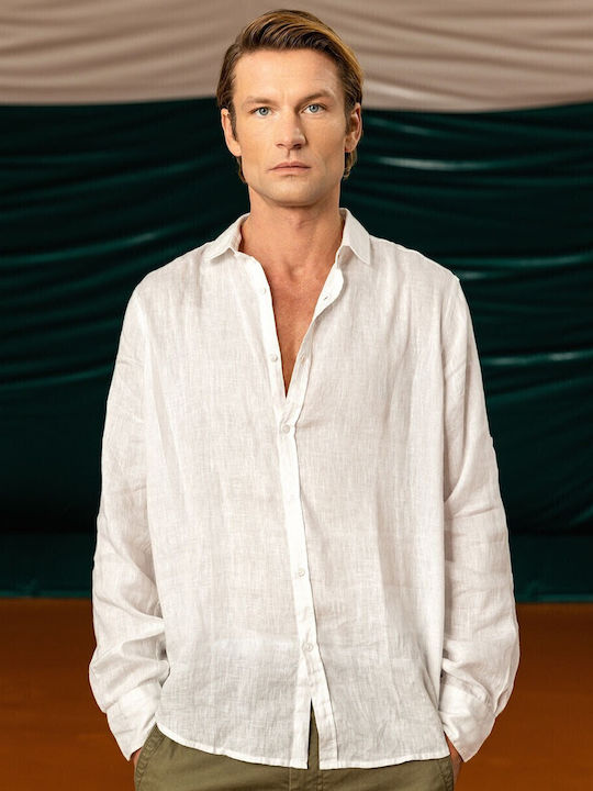 -22 Long-sleeved Linen Shirt White