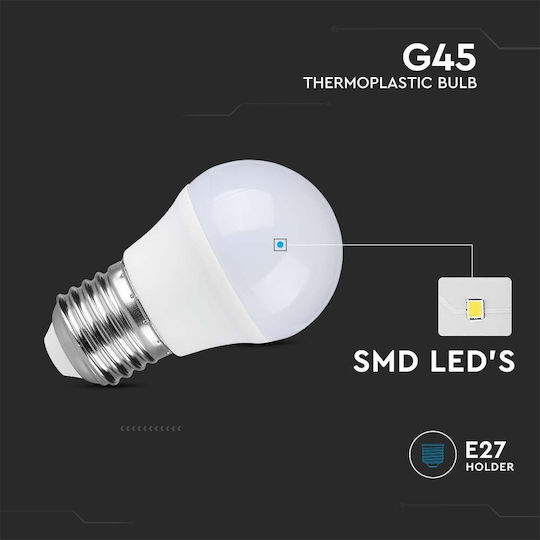 V-TAC LED Bulb 4.5W 80mm for Socket E27 and Shape G45 Warm White 470lm