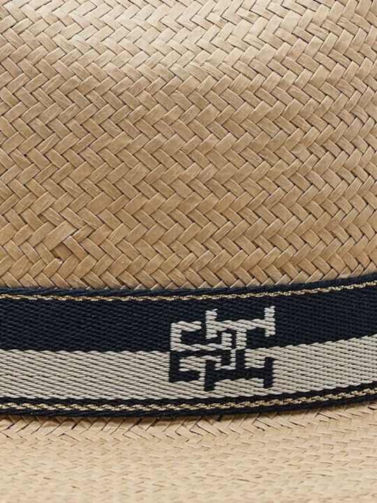 Tommy Hilfiger Iconic Prep Frauen Rattangeflecht Hut Fedora Beige