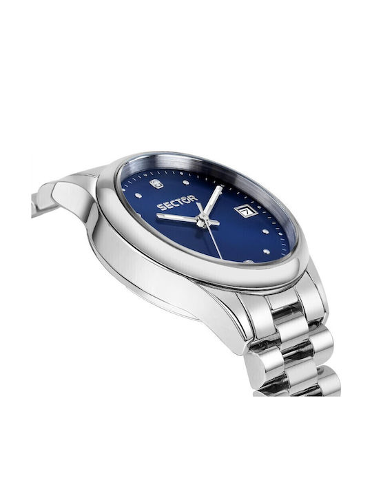 Sector 230 Crystals Γυναικείο Ρολόι 32mm Μπαταρίας με Ασημί Μεταλλικό Μπρασελέ