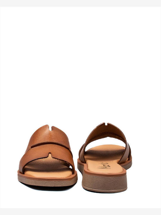 Sandale plate din piele pentru femei MARILA 1-748-23117-25 TABAC TABAC