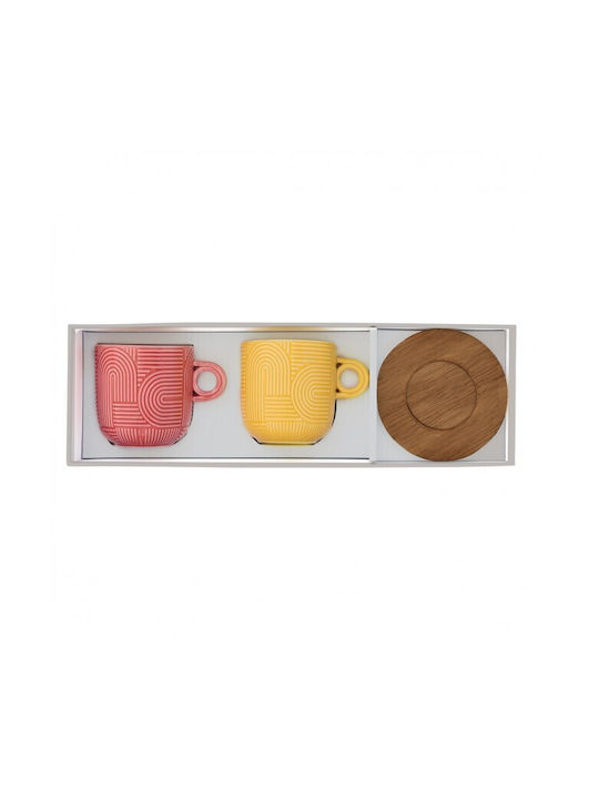 Marva Loop Set Tassen Kaffee Porzellan Yellow-Pink 250ml 2Stück